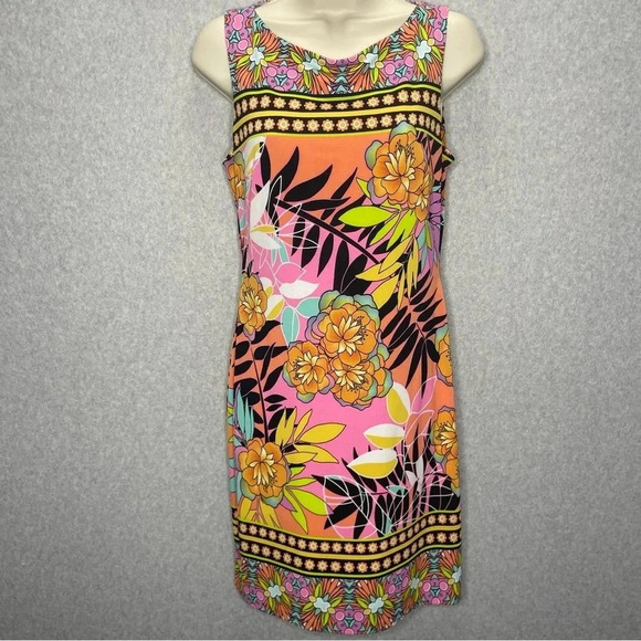 Vintage Cache Y2K Unique Tropical Hawaiian Print Stretch Sheath Dress - Picture 1 of 6